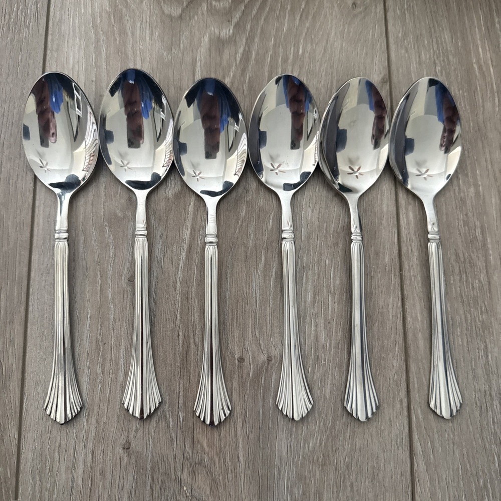 Set of 6 Cambridge TRACY Stainless Steel‎ Tablespoons Ribbed 6 7/8"